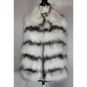 TASHA TARNO Knit Genuine Frost Fox Fur Vest, Womens Size Small